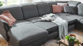 Funktion Steinpol polsteria aus Metall in Dunkelgrau Polstermöbel Serie Senturo System - Schlaffunktion dunkelgraue Mikrofaser Atlantic