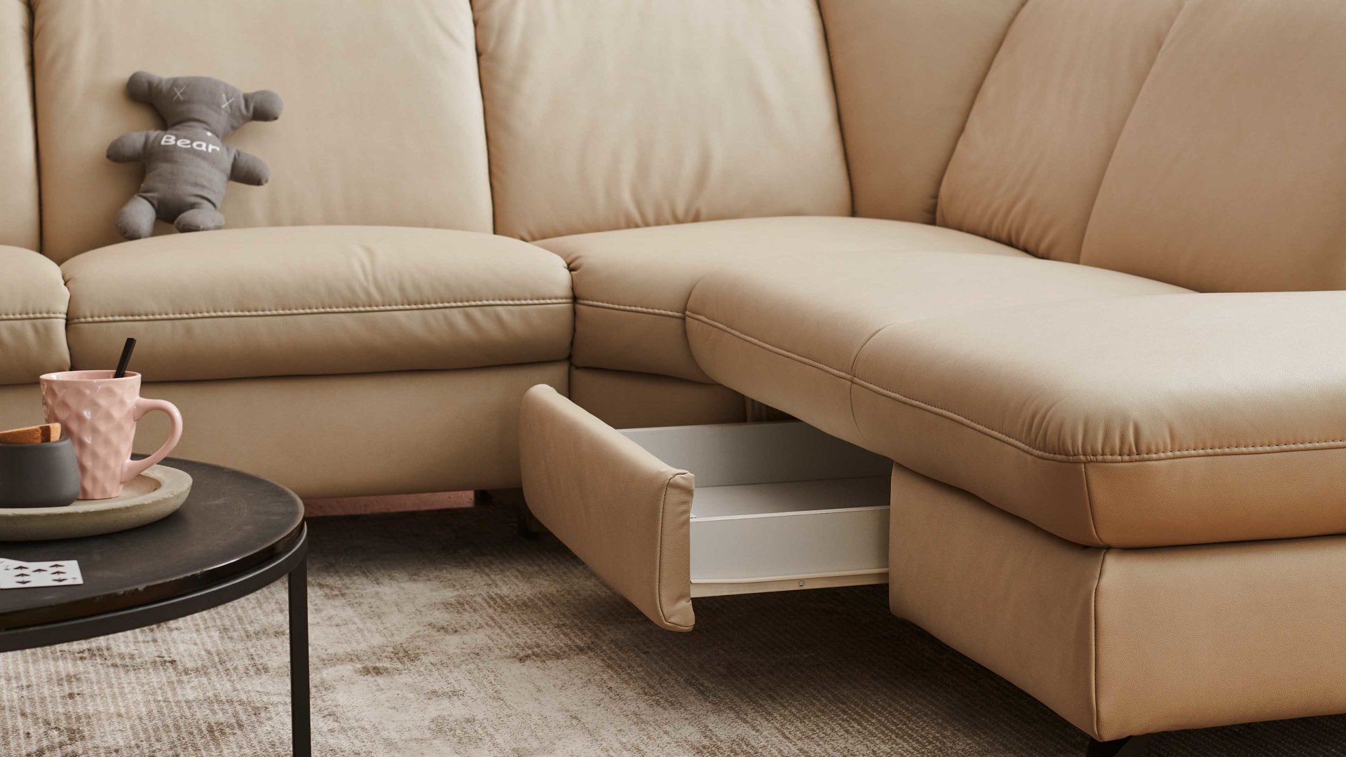 Funktion Steinpol polsteria aus Metall in Transparent Polstermöbel Serie Senturo System - Stauraumschublade für Einsitzer