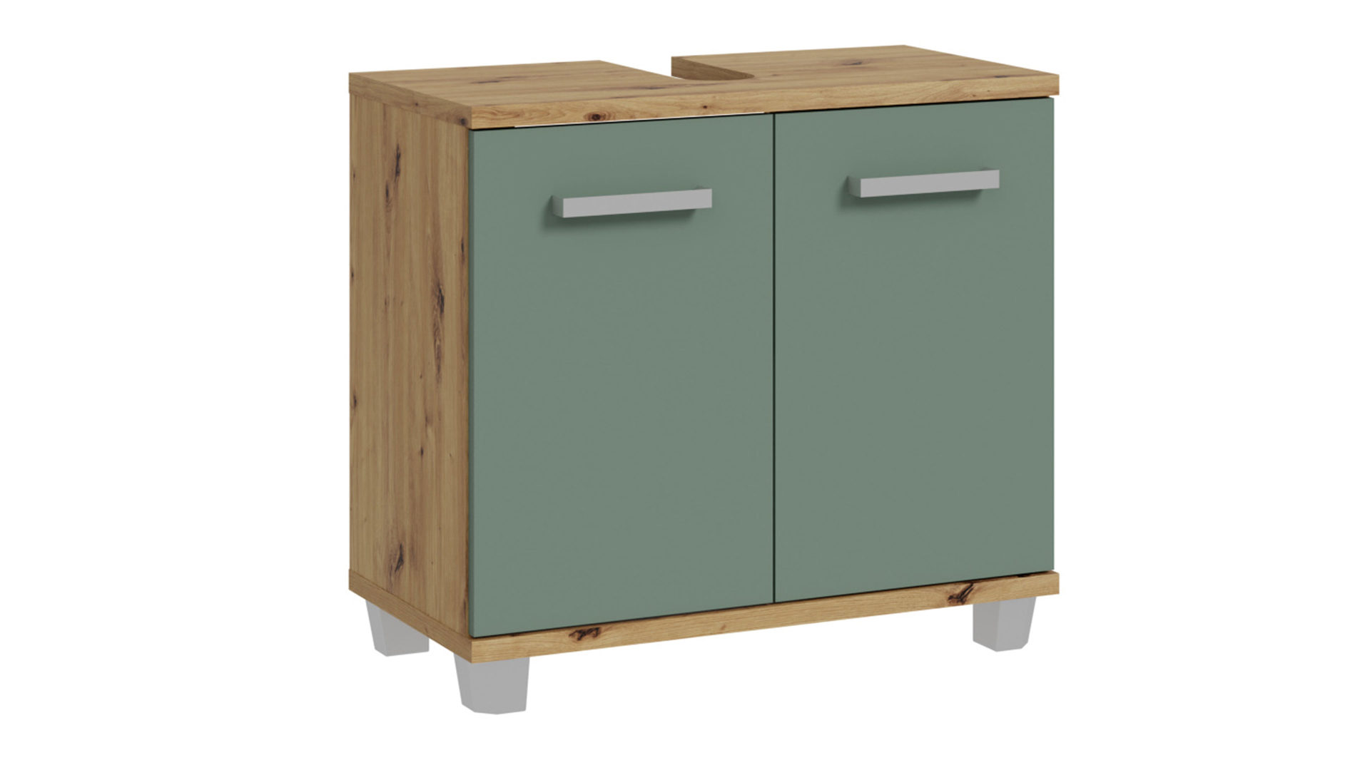 Waschbeckenunterschrank Forte® aus Holz in Grün Badezimmerprogramm Veris - Waschbeckenunterschrank Salbei Grün & Artisan Eiche – ca. 69 x 62 cm