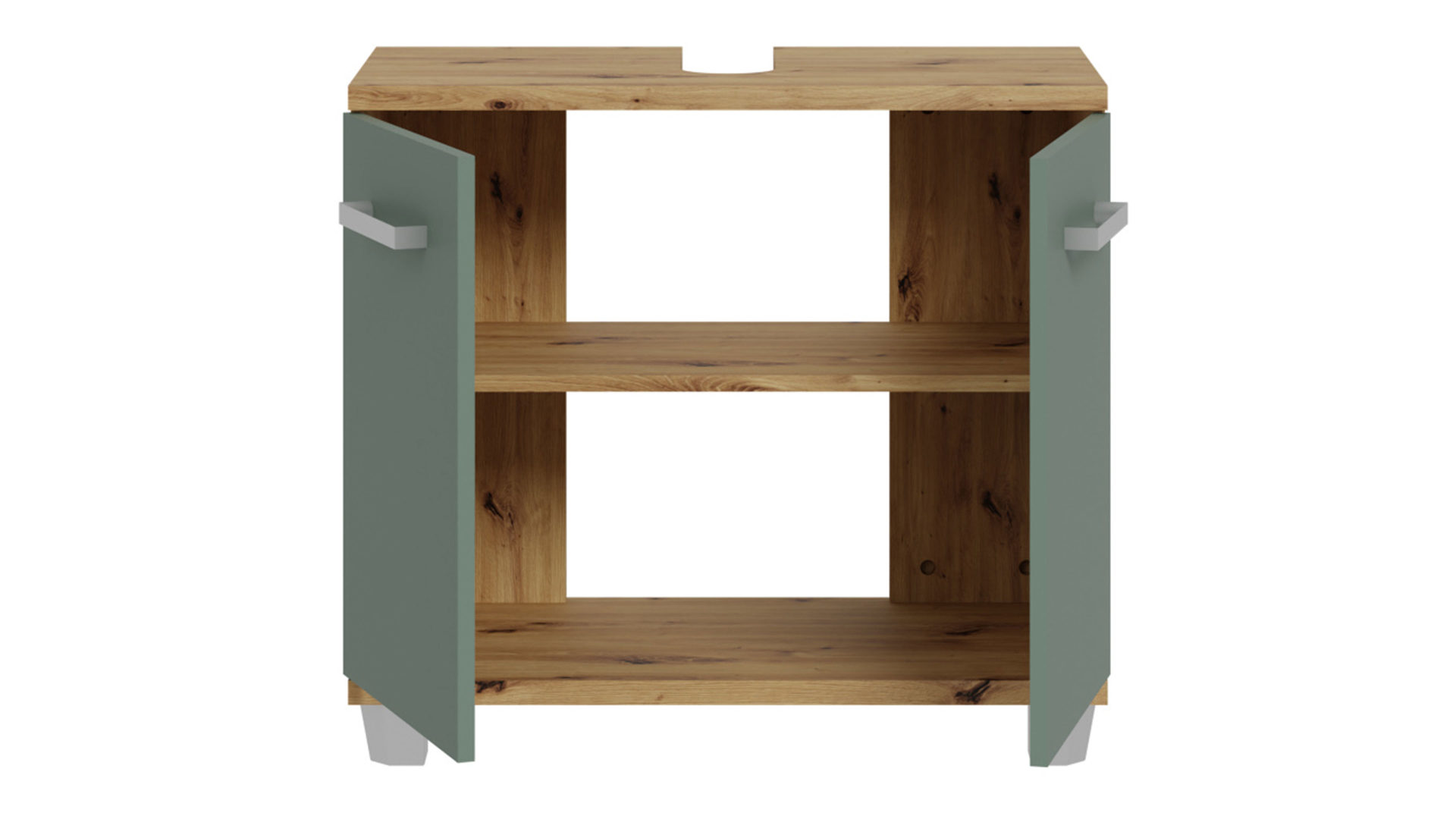 Waschbeckenunterschrank Forte® aus Holz in Grün Badezimmerprogramm Veris - Waschbeckenunterschrank Salbei Grün & Artisan Eiche – ca. 69 x 62 cm