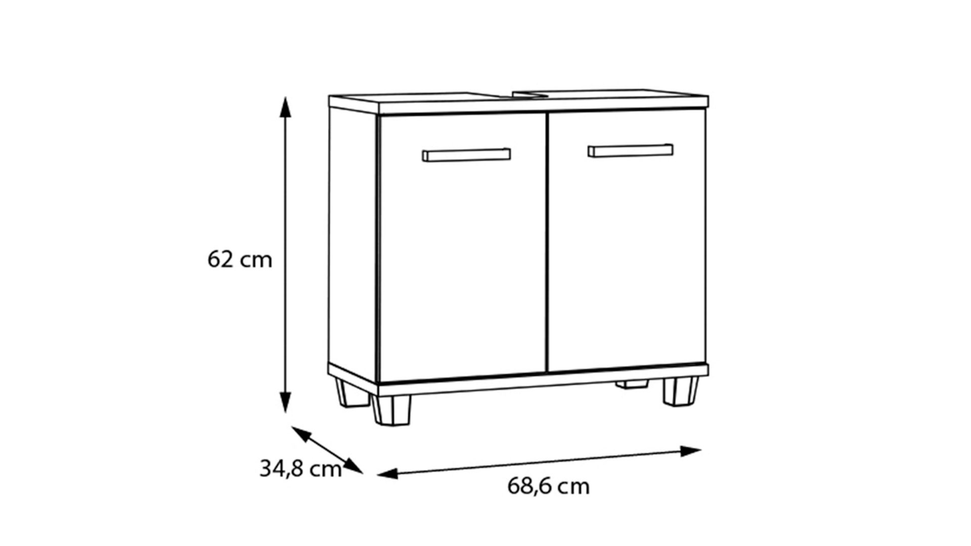 Waschbeckenunterschrank Forte® aus Holz in Grün Badezimmerprogramm Veris - Waschbeckenunterschrank Salbei Grün & Artisan Eiche – ca. 69 x 62 cm