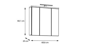 Hängeschrank Forte® aus Holz in Transparent Badezimmerprogramm Veris - Spiegelschrank Artisan Eiche – ca. 69 x 68 cm