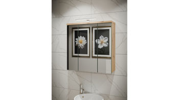 Hängeschrank Forte® aus Holz in Transparent Badezimmerprogramm Veris - Spiegelschrank Artisan Eiche – ca. 69 x 68 cm