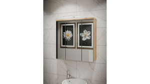 Hängeschrank Forte® aus Holz in Transparent Badezimmerprogramm Veris - Spiegelschrank Artisan Eiche – ca. 69 x 68 cm