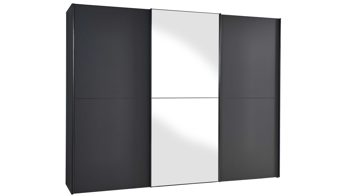 Kleiderschrank Staud aus Holz in Dunkelgrau STAUD Schwebetürenschrank Sinfonie Plus Vulkan & Grauspiegel – drei Türen, Breite ca. 298 cm