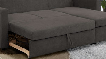 Ecksofa Sun garden | 162739 aus Stoff in Hellbraun Funktions-Ecksofa Jena taupefarbener Bezug & schwarze Füße - Stellfläche ca. 230 x 155 cm