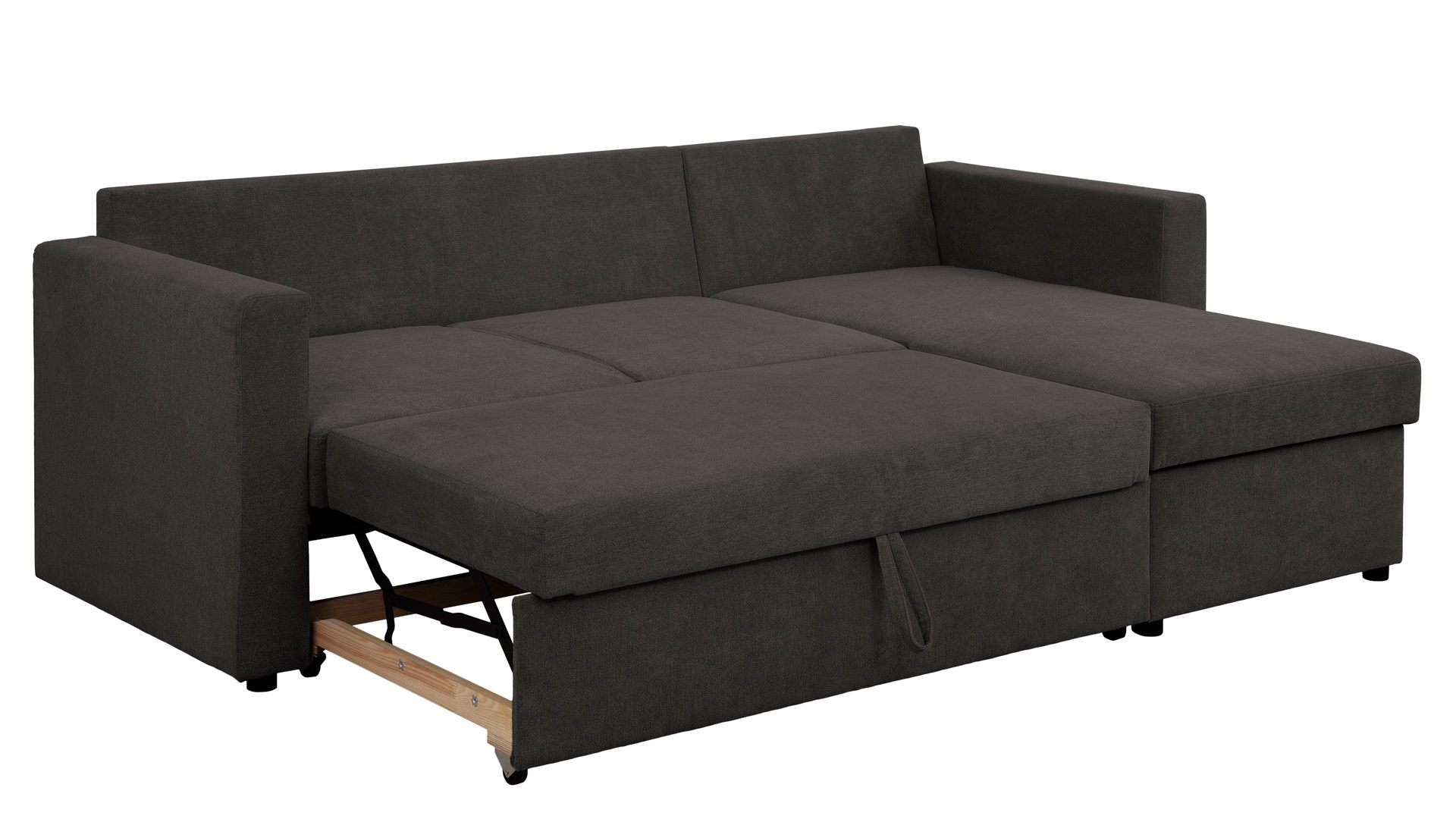 Ecksofa Sun garden | 162739 aus Stoff in Hellbraun Funktions-Ecksofa Jena taupefarbener Bezug & schwarze Füße - Stellfläche ca. 230 x 155 cm