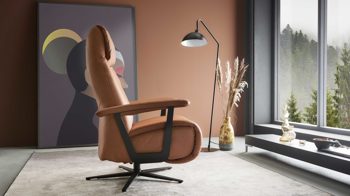 Relaxsessel Himolla aus Leder in Orange himolla Relaxsessel Serie 7387 - Easyswing 31V Maxi brandyfarbenes LongLife-Leder 24 & anthrazitfarbener Sternfuß