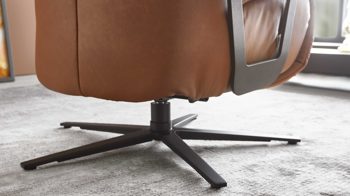 Relaxsessel Himolla aus Leder in Orange himolla Relaxsessel Serie 7387 - Easyswing 36V cognacfarbenes LongLife-Leder 24 & anthrazitfarbener Sternfuß