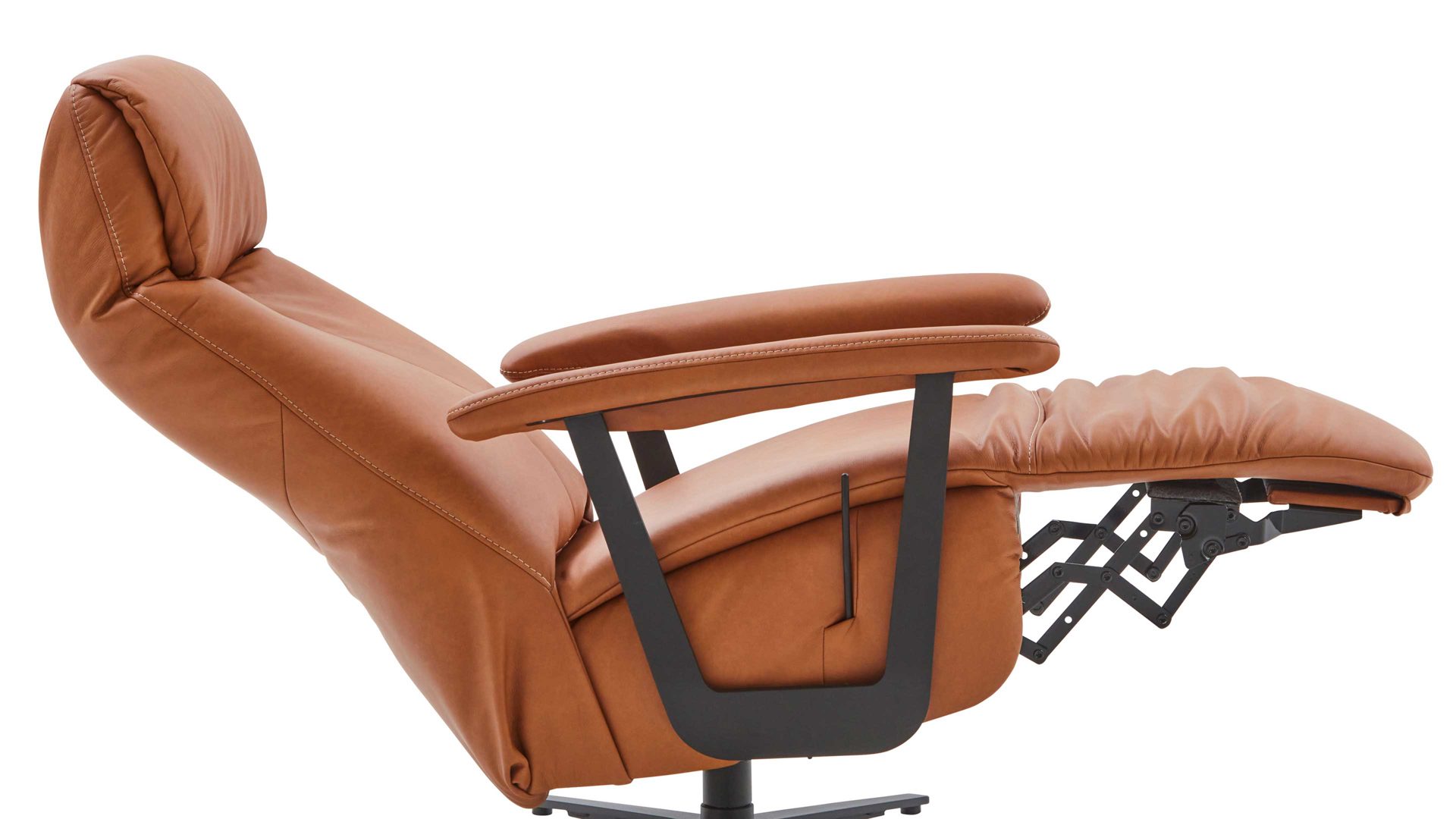 Relaxsessel Himolla aus Leder in Orange himolla Relaxsessel Serie 7387 - Easyswing 36V cognacfarbenes LongLife-Leder 24 & anthrazitfarbener Sternfuß