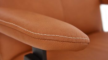 Relaxsessel Himolla aus Leder in Orange himolla Relaxsessel Serie 7387 - Easyswing 21V drei Motoren - honigfarbenes LongLife-Leder Rustika & anthrazitfarbener Sternfuß