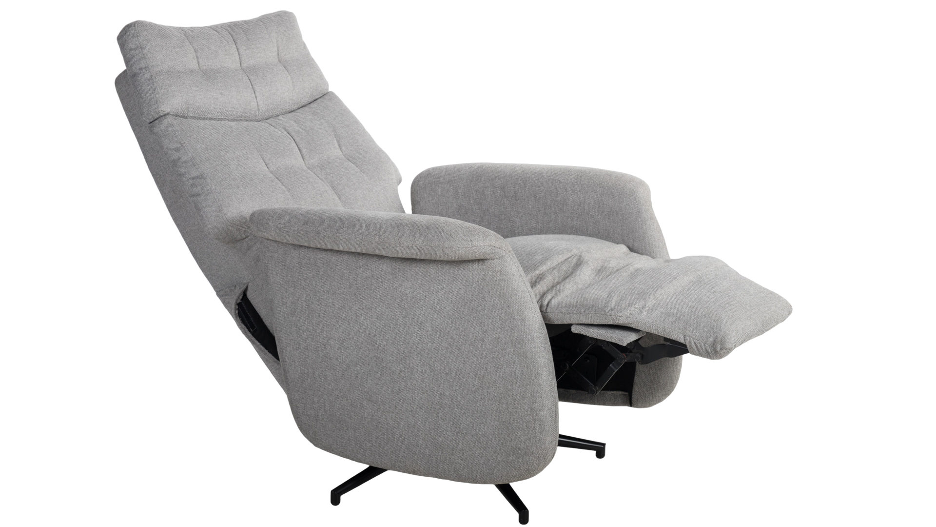 Relaxsessel Duo collection aus Stoff in Grau Relaxsessel Peralta grauer Webstoff Bergamo & schwarzes Drehkreuz