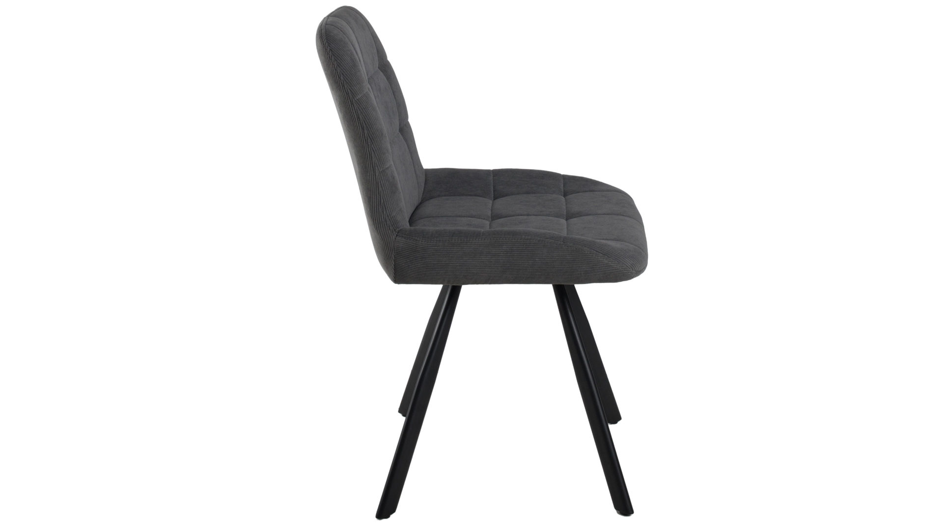 Vierfußstuhl Duo collection aus Stoff in Grau Polsterstuhl Elli grauer Cordbezug & schwarzes Gestell