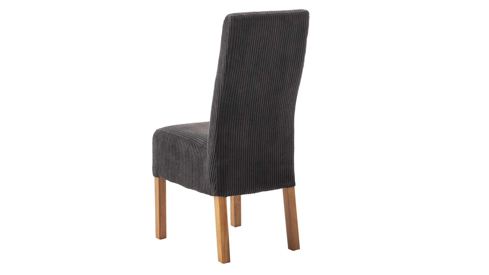 Vierfußstuhl Mca direkt aus Stoff in Anthrazit Polsterstuhl-Serie Nera anthrazitfarbener Cordbezug Poso & Eiche geölt