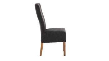 Vierfußstuhl Mca direkt aus Stoff in Anthrazit Polsterstuhl-Serie Nera anthrazitfarbener Cordbezug Poso & Eiche geölt