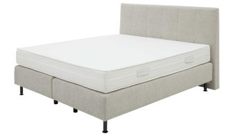 Boxspringbett Interliving aus Stoff in Beige Interliving Boxspringbett Serie 1418 naturfarbener Webstoff Famosa – Liegefläche ca. 180 x 200 cm