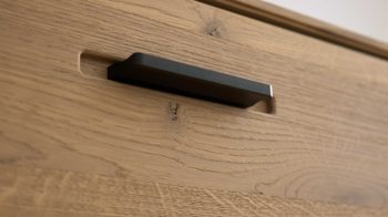 Lowboard Interliving aus Holz in Holzfarben Interliving Wohnzimmer Serie 2029 - Medien-Lowboard 32 Wildeiche & Granit-Steinoptik - zwei Türen, zwei Schubladen, Länge ca. 200 cm