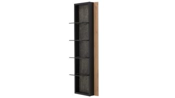 Wandregal Interliving aus Holz in Holzfarben Interliving Wohnzimmer Serie 2029 - Wandregal 42 Wildeiche & Granit-Steinoptik - ca. 46 x 135 cm