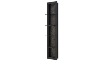Wandregal Interliving aus Holz in Holzfarben Interliving Wohnzimmer Serie 2029 - Wandregal 41 Mattschwarz & Granit-Steinoptik - ca. 33 x 135 cm