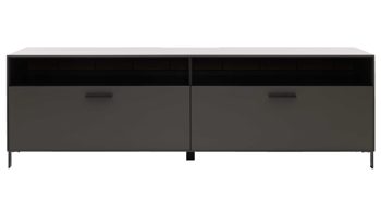 Lowboard Interliving aus Holz in Dunkelgrau Interliving Wohnzimmer Serie 2030 - Lowboard 32 Wolfram Grey & Spaltholz - zwei Schubladen, Länge ca. 180 cm