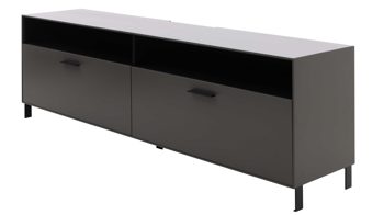 Lowboard Interliving aus Holz in Dunkelgrau Interliving Wohnzimmer Serie 2030 - Lowboard Wolfram Grey & Spaltholz - zwei Schubladen, Länge ca. 180 cm