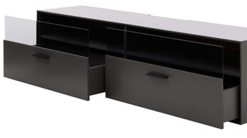 Wohnwand Interliving aus Holz in Dunkelgrau Interliving Wohnzimmer Serie 2030 - Wohnwand 80 Wolfram Grey & Spaltholz - fünfteilig, Länge ca. 309 cm