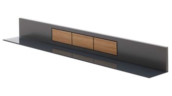 Wohnwand Interliving aus Holz in Dunkelgrau Interliving Wohnzimmer Serie 2030 - Wohnwand 86 Wolfram Grey & Spaltholz - dreiteilig, Länge ca. 275 cm