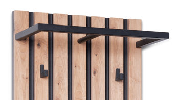Wandgarderobe M2 kollektion aus MDF in Holzfarben Hell Wandgarderobe Tip 3 Artisaneiche & Schwarz – ca. 45 x 90 cm