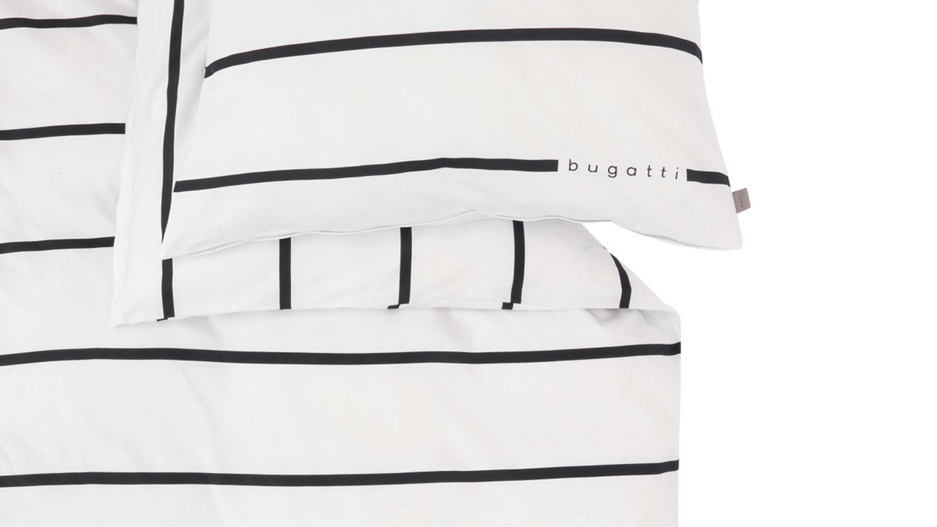 Bettwäsche-Set Ibena® aus Stoff in Weiß bugatti Bettwäsche-Set weiß-schwarz gestreifter Satin - zweiteilig, ca. 135 x 200 cm