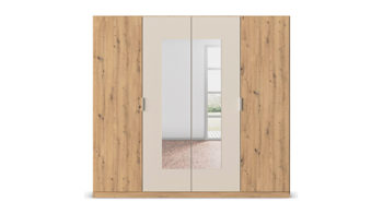Kleiderschrank Rauch aus Holz in Holzfarben rauch BLUE Monza - Drehtürenschrank Spiegel & Eiche Artisan - Breite ca. 226 cm