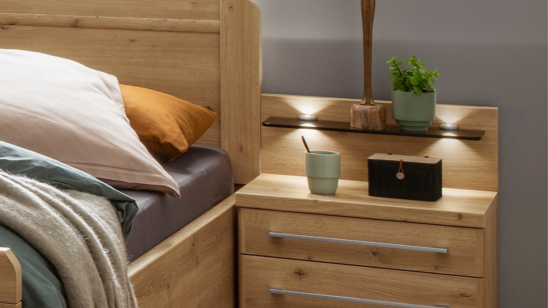 Paneel Wiemann | oeseder aus Holz in Holzfarben WIEMANN Schlafzimmerserie Mainau 2 - Paneel-Set Bianco Eiche - zweiteilig, Breite ca. 50 cm