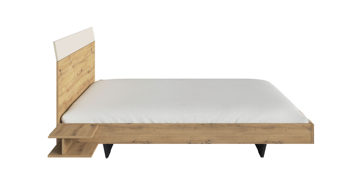 Bettgestell Rauch aus Holz in Holzfarben rauch BLUE Monza - Bettgestell mit zwei Hängenachttischen Eiche Artisan & Champagner - Liegefläche ca. 180 x 200 cm