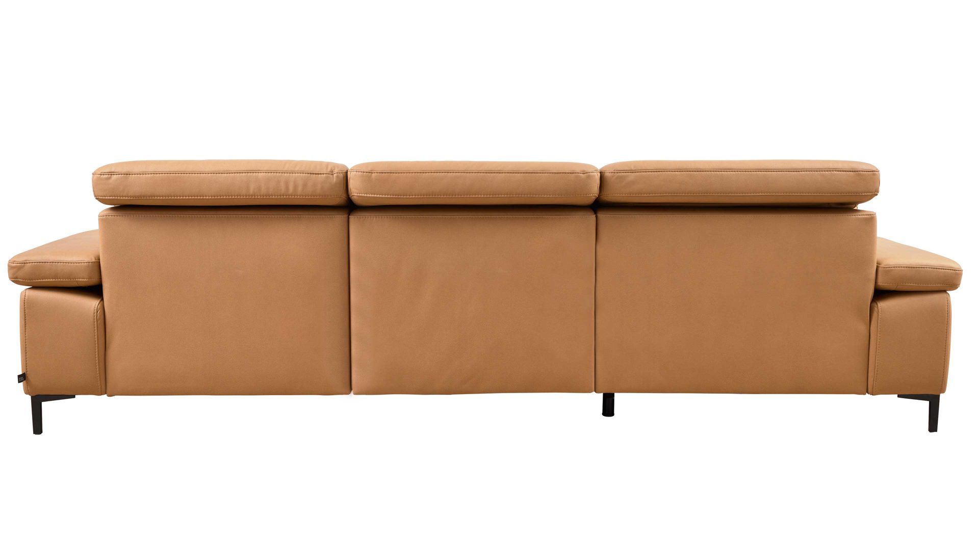 Ecksofa Interliving aus Stoff in Orange Interliving Sofa Serie 4064 - Ecksofa kurkumafarbene Mikrofaser Galero Punto & Fuß W003-01 - Stellfläche ca. 275 x 176 cm