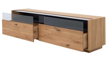 Wohnwand Interliving aus Holz in Holzfarben Interliving Wohnzimmer Serie 2027 - Wohnwand 29 Asteiche - dreiteilig, Breite ca. 286 cm