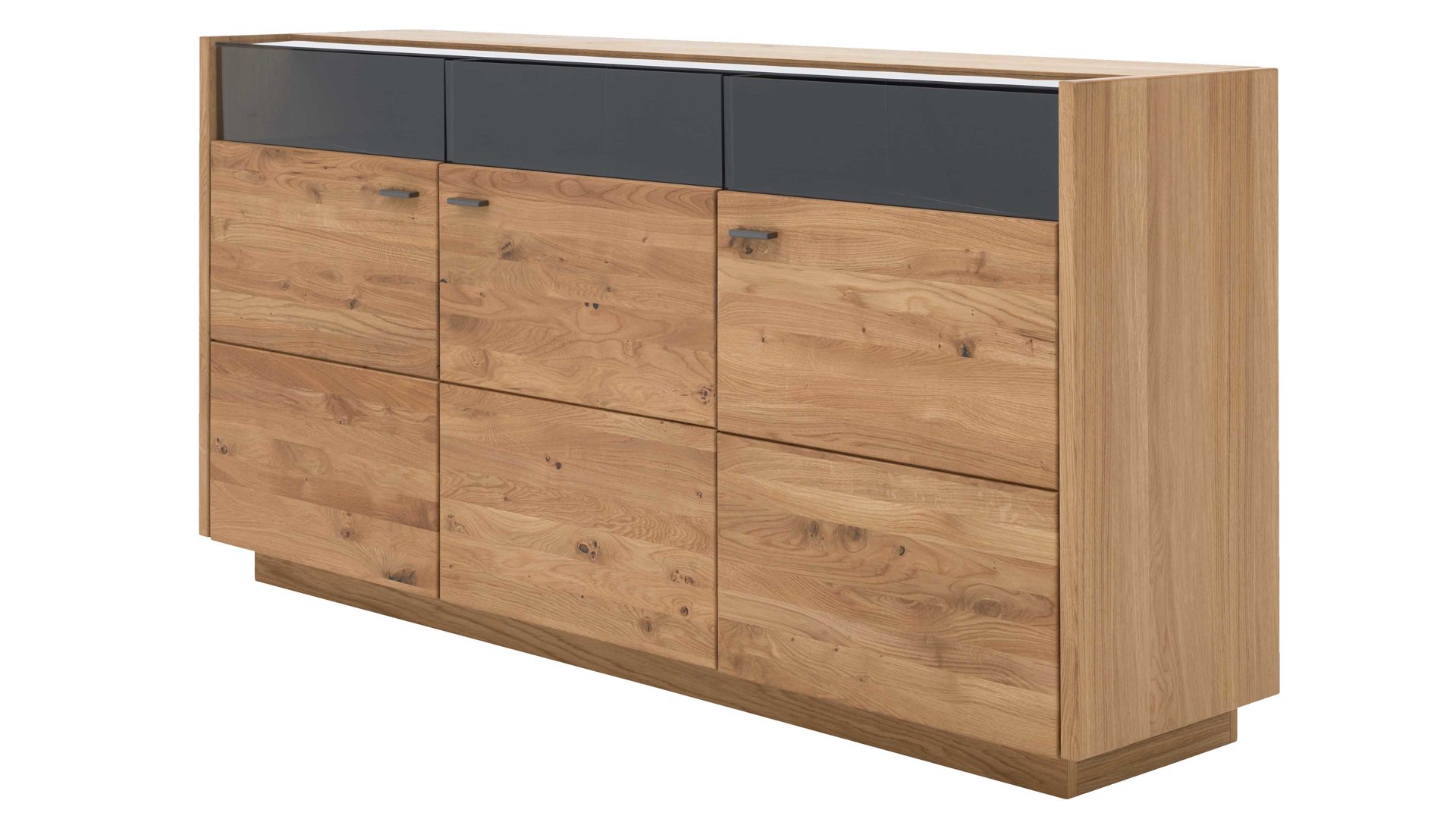 Sideboard Interliving aus Holz in Holzfarben Interliving Wohnzimmer Serie 2027 - Sideboard 33 Asteiche - drei Türen,  Länge ca. 186 cm