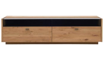 Lowboard Interliving aus Holz in Holzfarben Interliving Wohnzimmer Serie 2027 - Lowboard Asteiche - zwei Schubladen, Länge ca. 216 cm