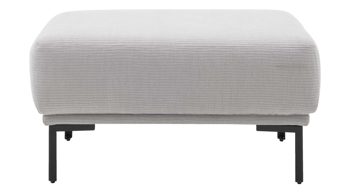 Polsterhocker Interliving aus Stoff in Hellgrau Interliving Sofa Serie 4255 – Polsterhocker silberfarbener Bezug Mara 9 & schwarze Metallfüße 4.26 - ca. 65 x 95 cm