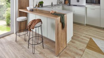 Einbauküche Nobilia® aus Holz in Hellgrün nobilia® Einbauküche Senso mit Elektrogeräten, z. B. Muldenlüfter Mineralgrün & Taxus - Stellfläche ca.