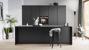 Einbauküche Express küchen aus Holz in Schwarz EXPRESS KÜCHEN Einbauküche Clean mit Einbaugeräten Mattschwarz - zweiteilig