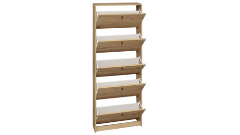 Schuhschrank Mäusbacher aus Holz in Holzfarben Schuhkipper Flap Asteiche - fünf Klappen, ca. 60 x 168 cm