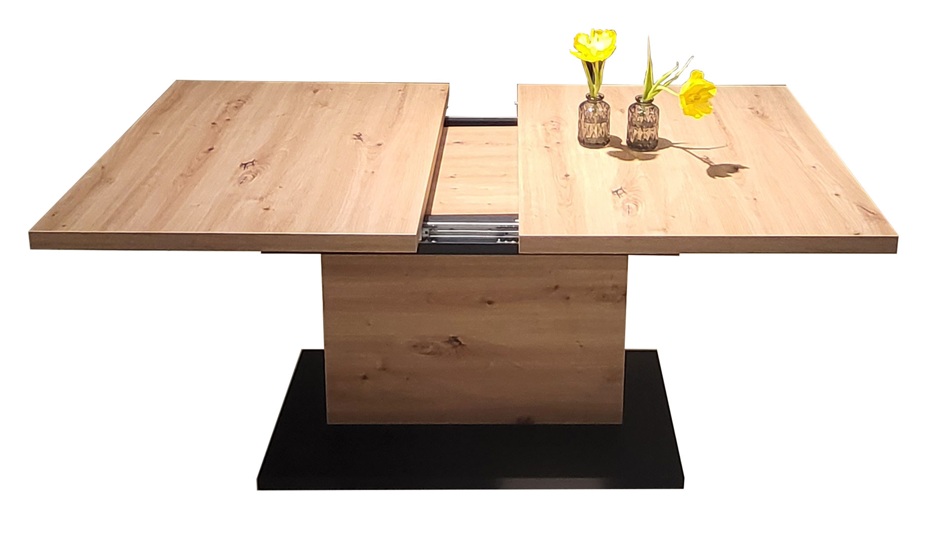 Couchtisch Mäusbacher i.i. aus Holz in Holzfarben Tischserie Lift Asteiche & Schwarz - ausziehbar, ca. 120-160 x 54-73 cm