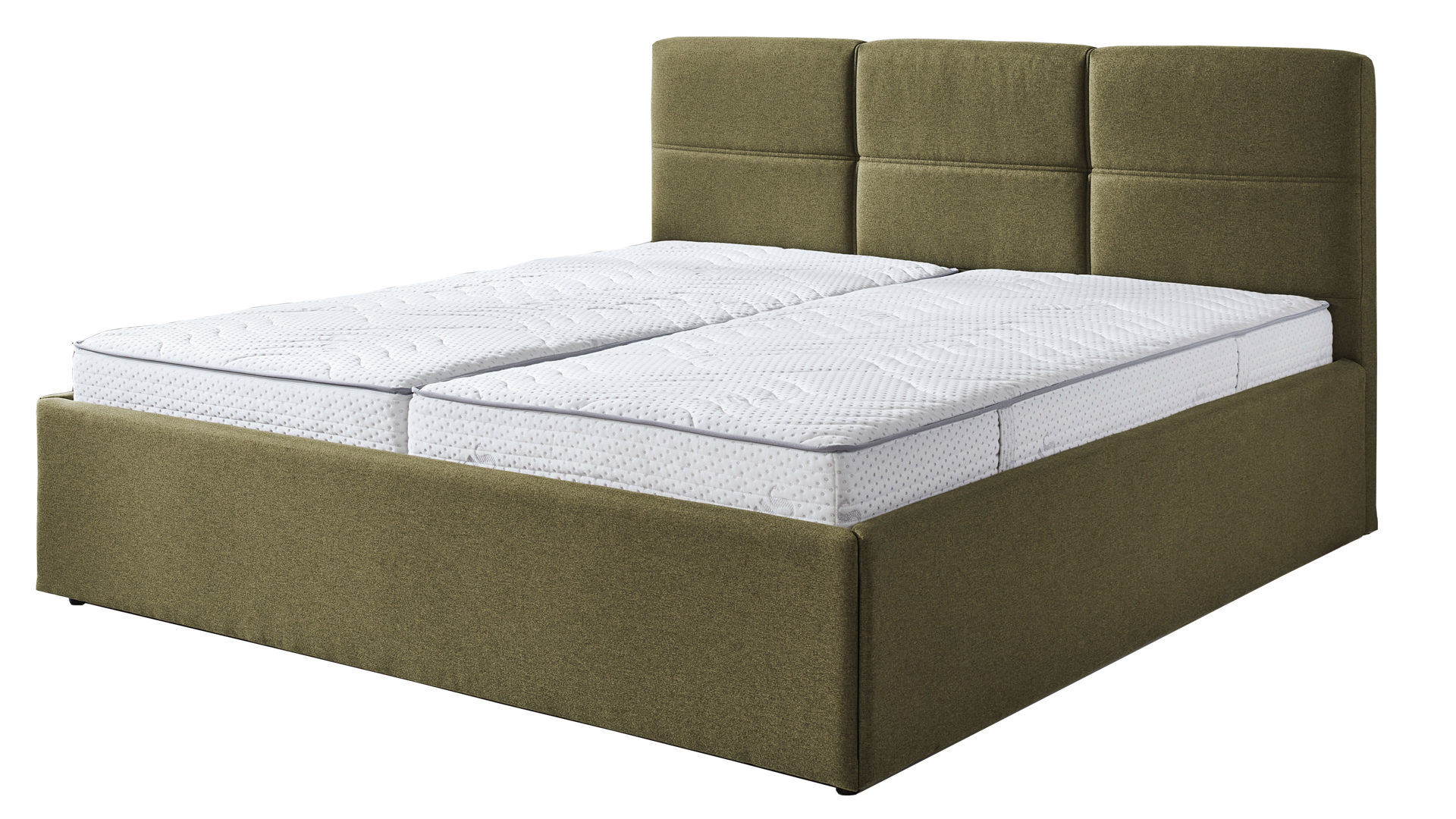 Polsterbett Sun garden | 162739 aus Stoff in Dunkelgrün Polsterbettgestell Durango olivefarbener Bezug & schwarze Kunststofffüße - Liegefläche ca. 180 x 200 cm