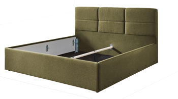 Polsterbett Sun garden | 162739 aus Stoff in Dunkelgrün Polsterbettgestell Durango olivefarbener Bezug & schwarze Kunststofffüße - Liegefläche ca. 180 x 200 cm