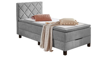 Boxspringbett Sun garden | 162739 aus Stoff in Grau Boxspringbett Jeff silberfarbener Bezug 50343-720 – Liegefläche ca. 140 x 200 cm