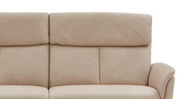 Zweisitzer Steinpol polsteria aus Leder Stoff in Beige Polsterprogramm Mira - Zweisitzer ecrufarbenes Leder Evita & schwarze Metallfüße - Breite ca.  206 cm