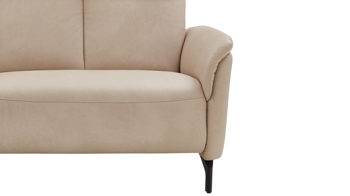 Zweisitzer Steinpol polsteria aus Leder Stoff in Beige Polsterprogramm Mira - Zweisitzer ecrufarbenes Leder Evita & schwarze Metallfüße - Breite ca.  206 cm