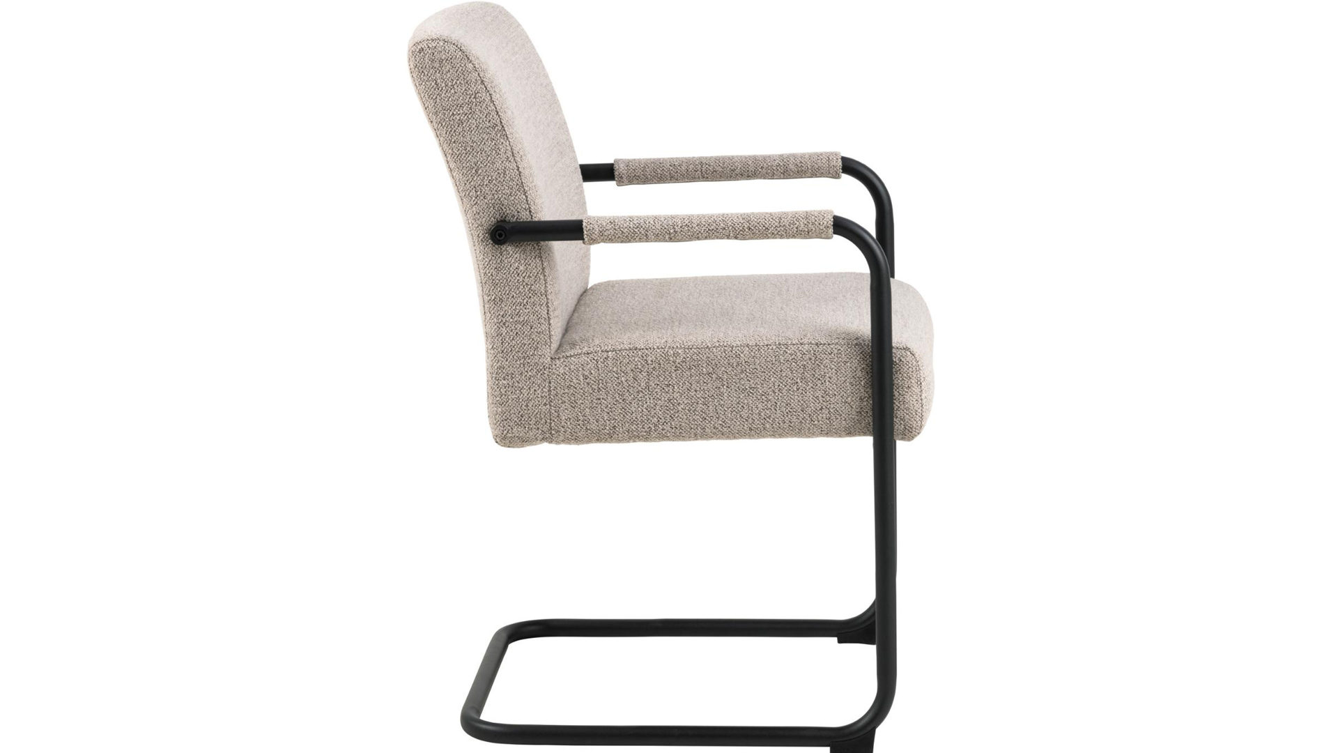 Schwingstuhl Actona group aus Stoff in Beige Schwingstuhl Adele beiger Stoffbezug Monza 60 & schwarzes Metallgestell