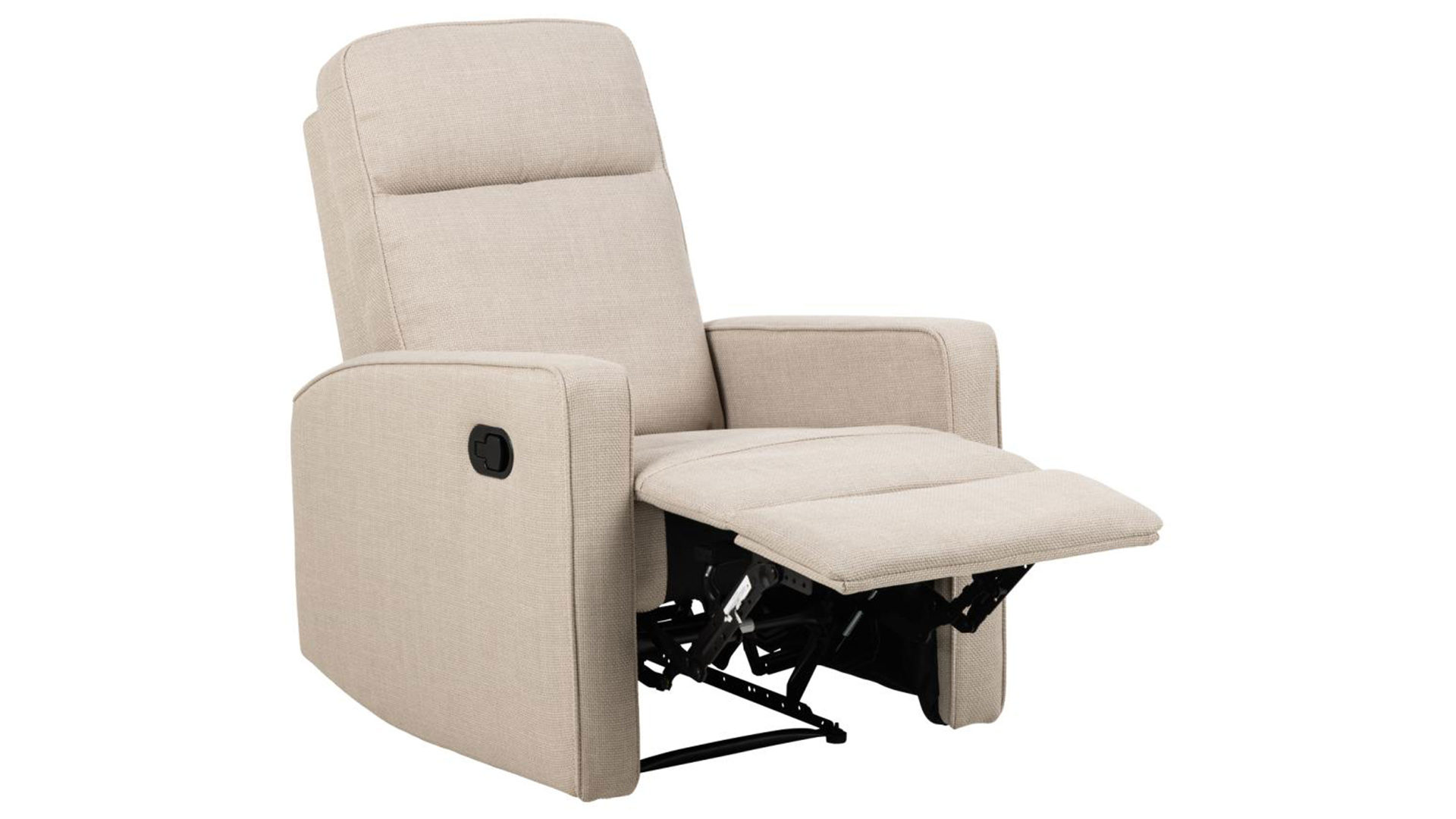 Relaxsessel Actona group aus Stoff in Beige Relaxsessel Asila beiger Stoffbezug Basel 24 & schwarzes Metallgestell