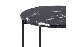 Beistelltisch Actona group aus Mineralmarmor /-guss Nachbildung in Schwarz Beistelltischserie Avila schwarze Marmoroptik & schwarzes Metallgestell - Höhe ca. 40 cm