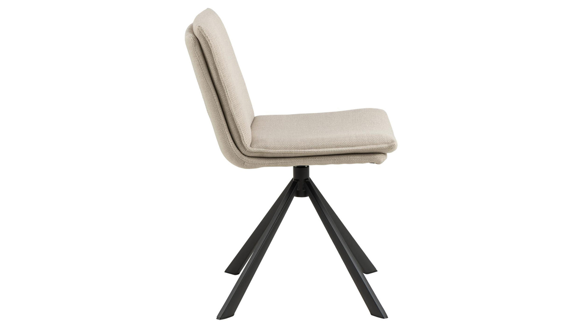 Vierfußstuhl Actona group aus Stoff in Beige Polsterstuhl Flynn beiger Stoffbezug Basel 24 & schwarzes Metallgestell